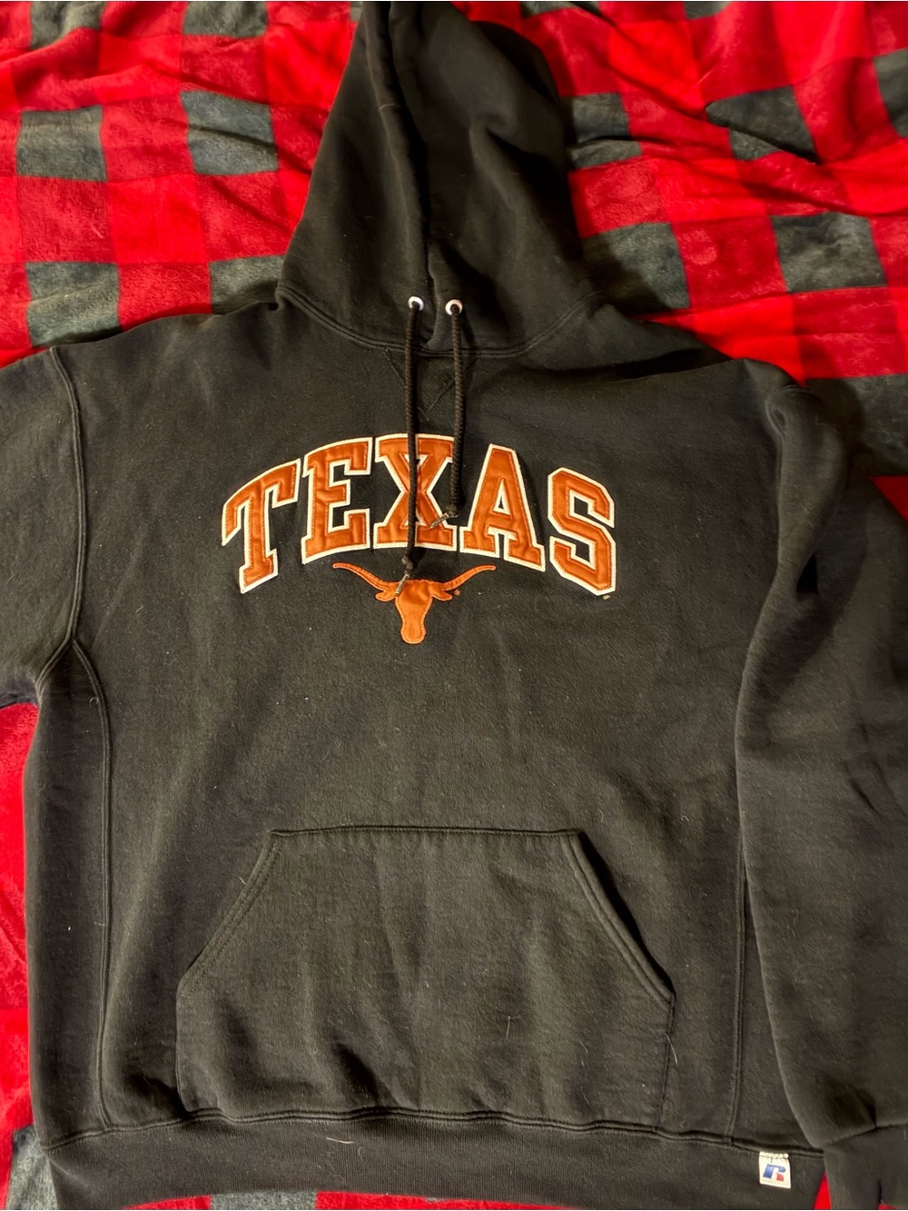Russell Athletic Black Hoodie with Orange Texas Applique